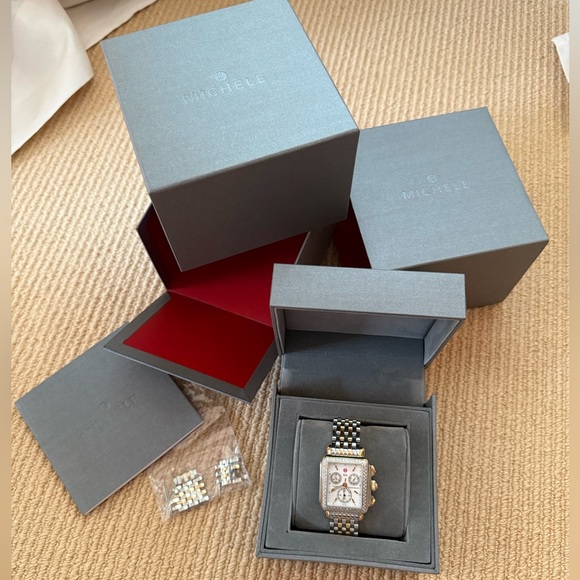 Michele Watch Deco Diamond Chronograph Two Tone - Picture 3 of 12
